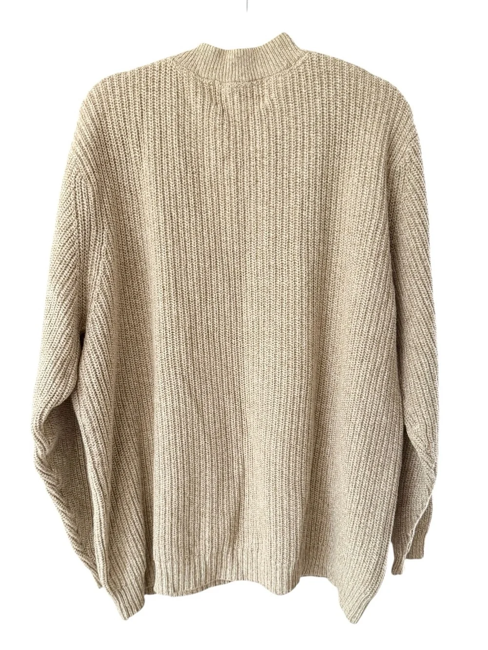 Eddie Bauer Men's Vintage Beige Cream Henley Knit Sweater 100% Cotton XXL
